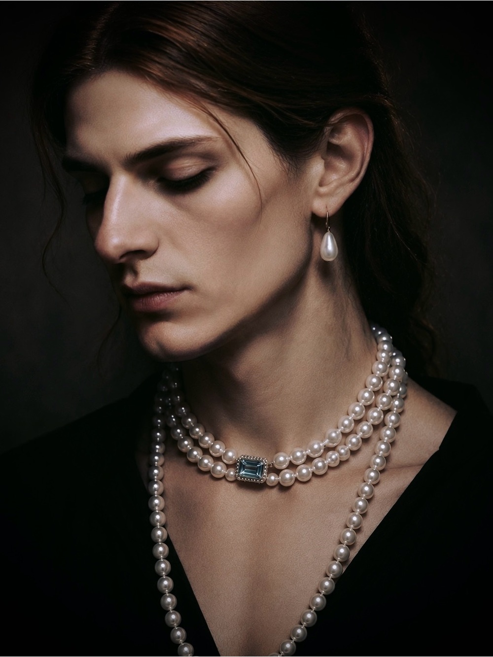 Akoya Pearl Necklace with added bespoke Blue Topaz and Diamond Clasp